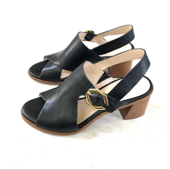 Cole Haan Shoes - $149 COLE HAAN Jamla Leather Slingback Block Heels Sandals Size 6 Women's Black